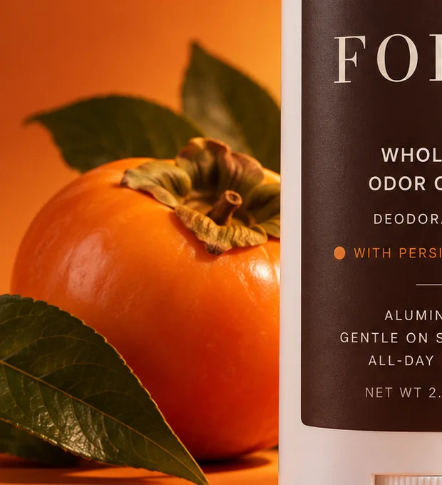 Persimmon beside a FORTH deodorant stick